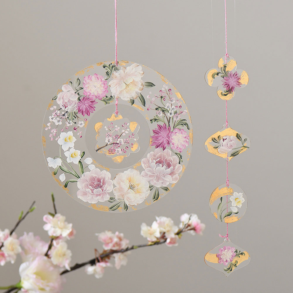 〈素材セット〉沖 昭子の「牡丹の新春リース」を描く 