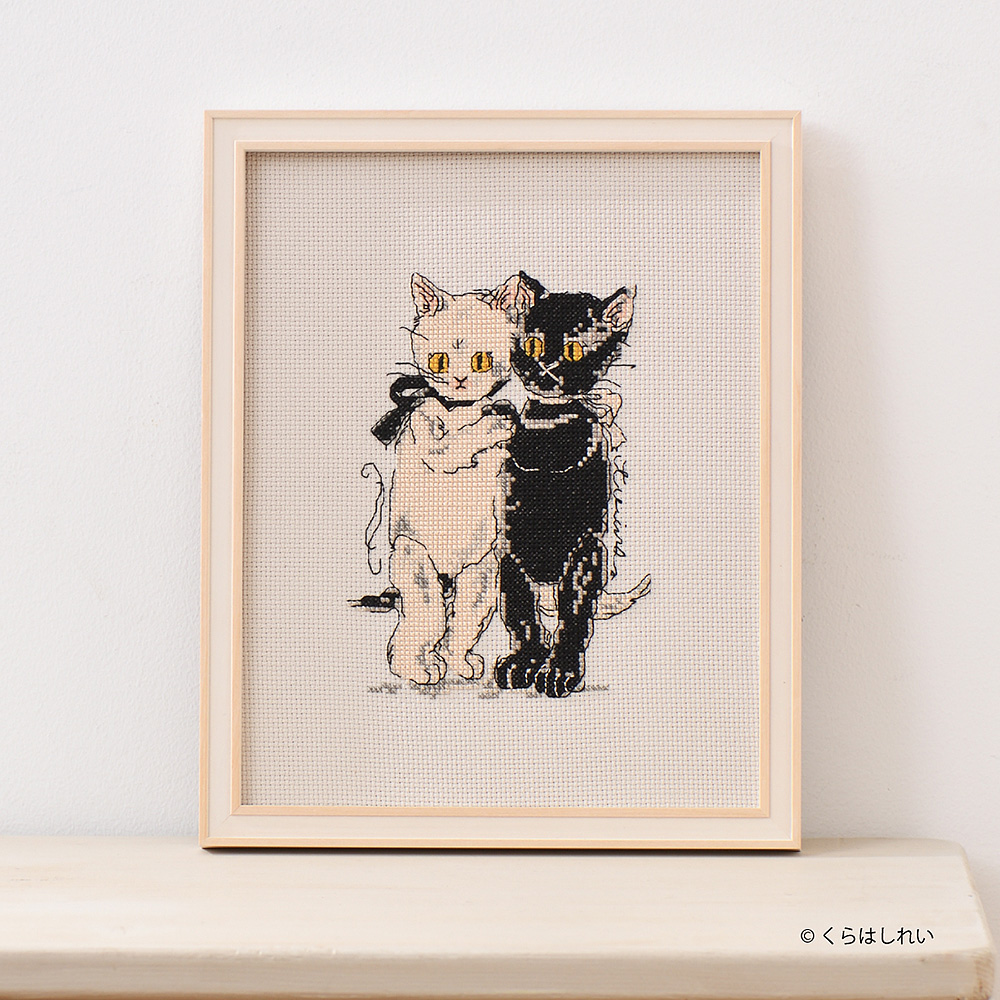 くらはしれいさんのクロスステッチ［双子のねこ］