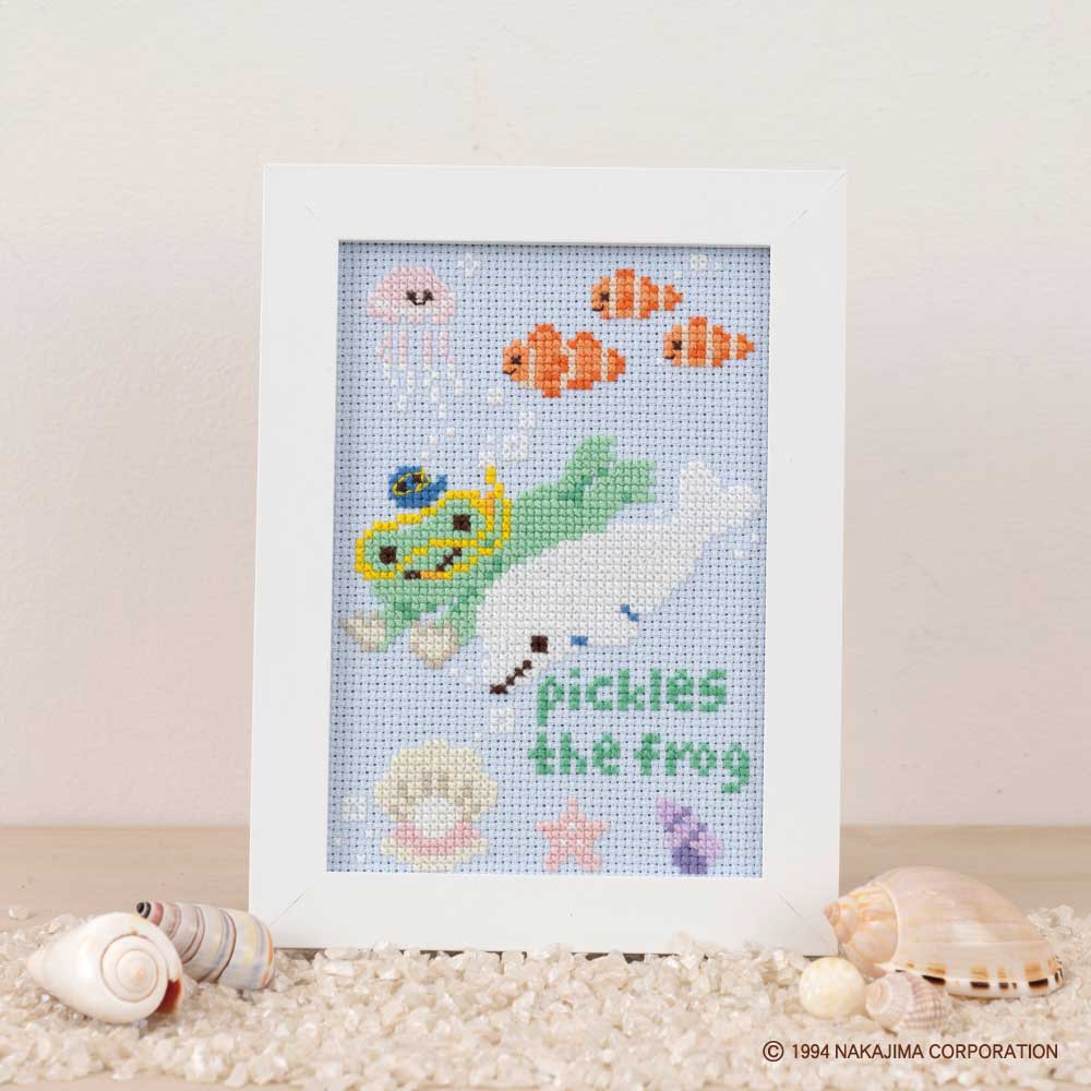 かえるのピクルス クロステッチキット 海のおともだち［イルカ］