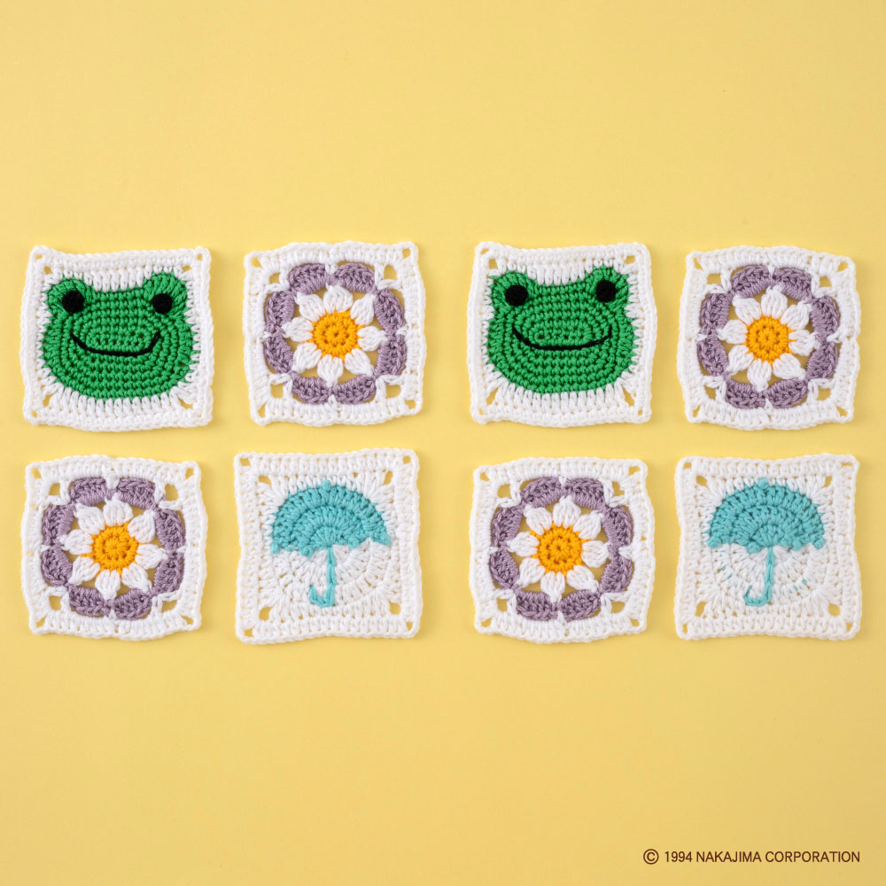 かえるのピクルス モチーフ編みキット No.5 わかば×かさ