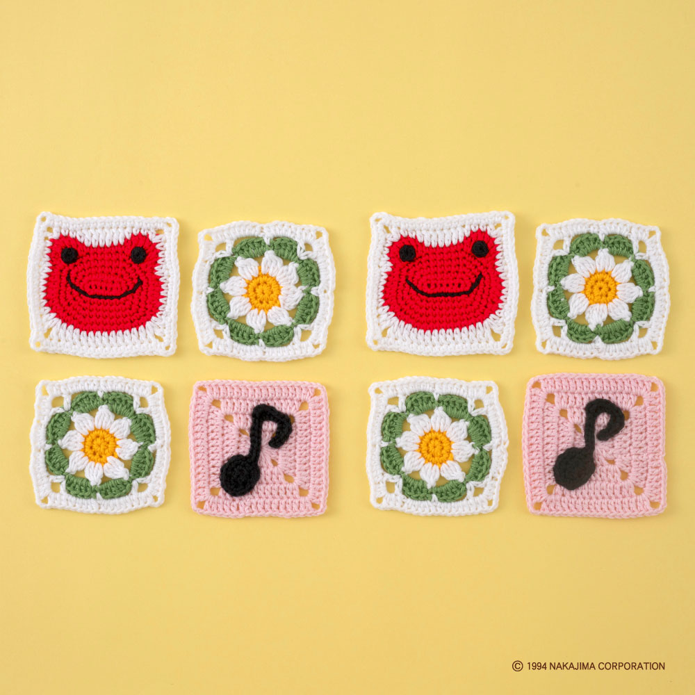 かえるのピクルス モチーフ編みキット No.7 あかね×おんぷ