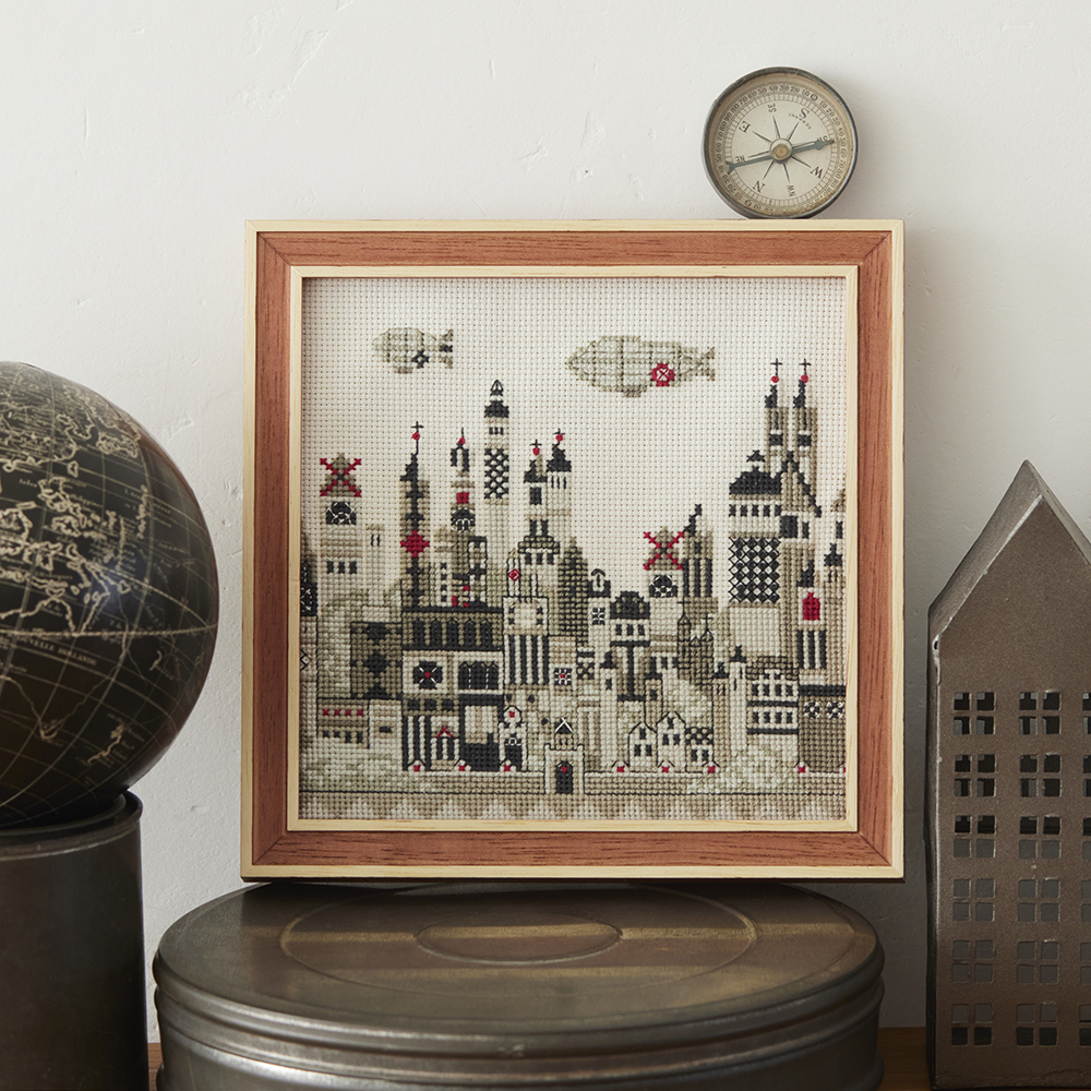 空想街雑貨店 空想の街 クロスステッチキット「モノクロームの街」