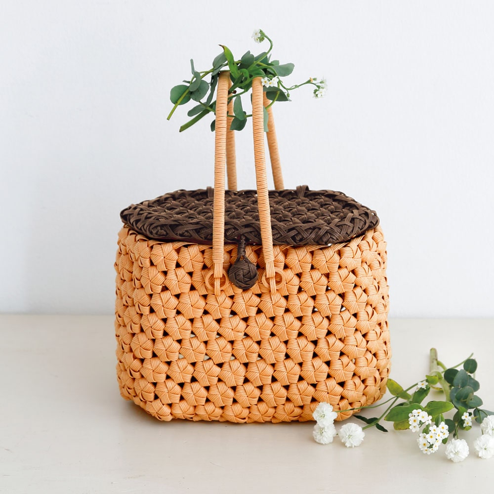 紙バンドで作る 花結び［マロンバスケット］