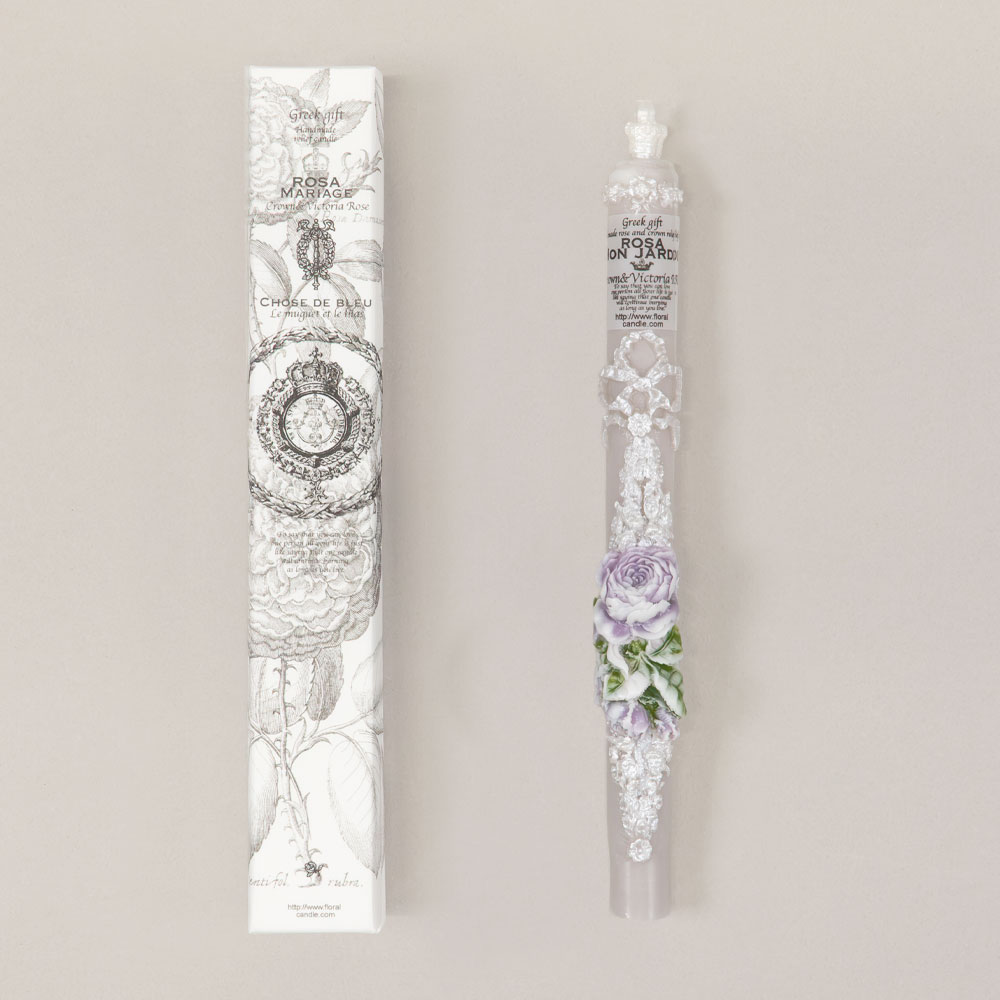 〈予約販売／完成品〉有瀧聡美さんのローズレリーフキャンドルV［ライトグレー］