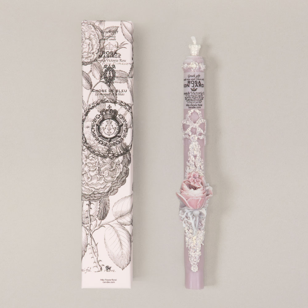 〈予約販売／完成品〉有瀧聡美さんのローズレリーフキャンドルB［グレイッシュピンク］