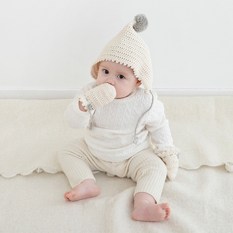 Little Lion 肌に優しいコットン糸で作る ベビーのミトンとボンネット