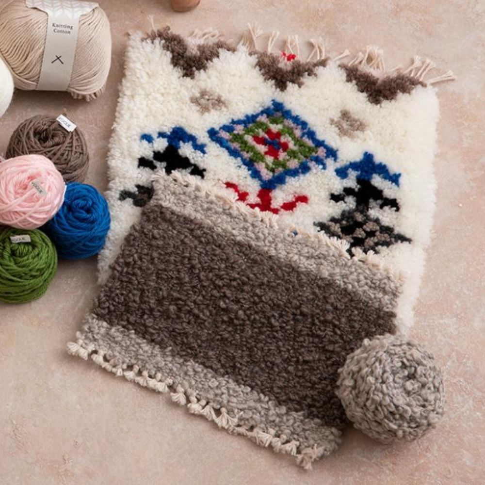 ichico.さんとはじめるインテリア手織り　モコモコのティーマット・ノッティングギャッベ風ラグ