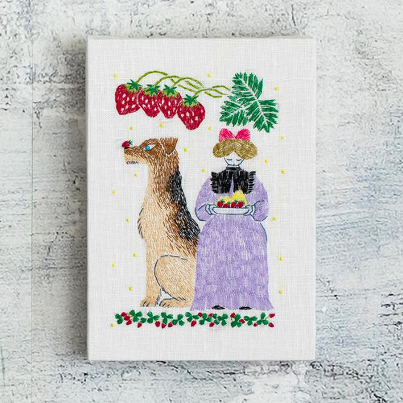 奥見伊代さんの 糸と針で描くイラスト刺しゅう〈いちご摘み〉