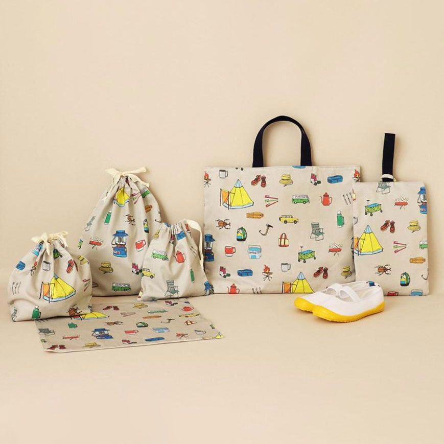 nunocoto fabric 入園・入学グッズ手作りキット6点セット［キャンプギア／サンドグレー］