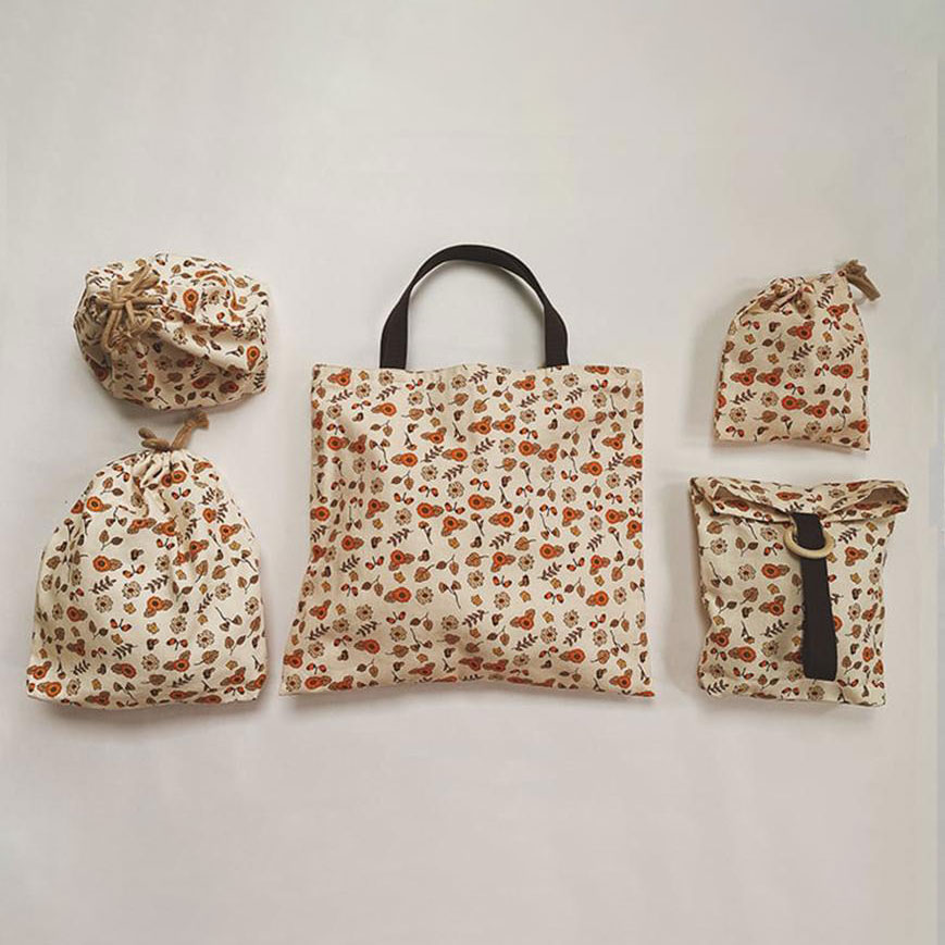 【MILK BUSH BOY】 おうちでつくる入園・入学 手づくりキット vintage flower オレンジ 5点セット