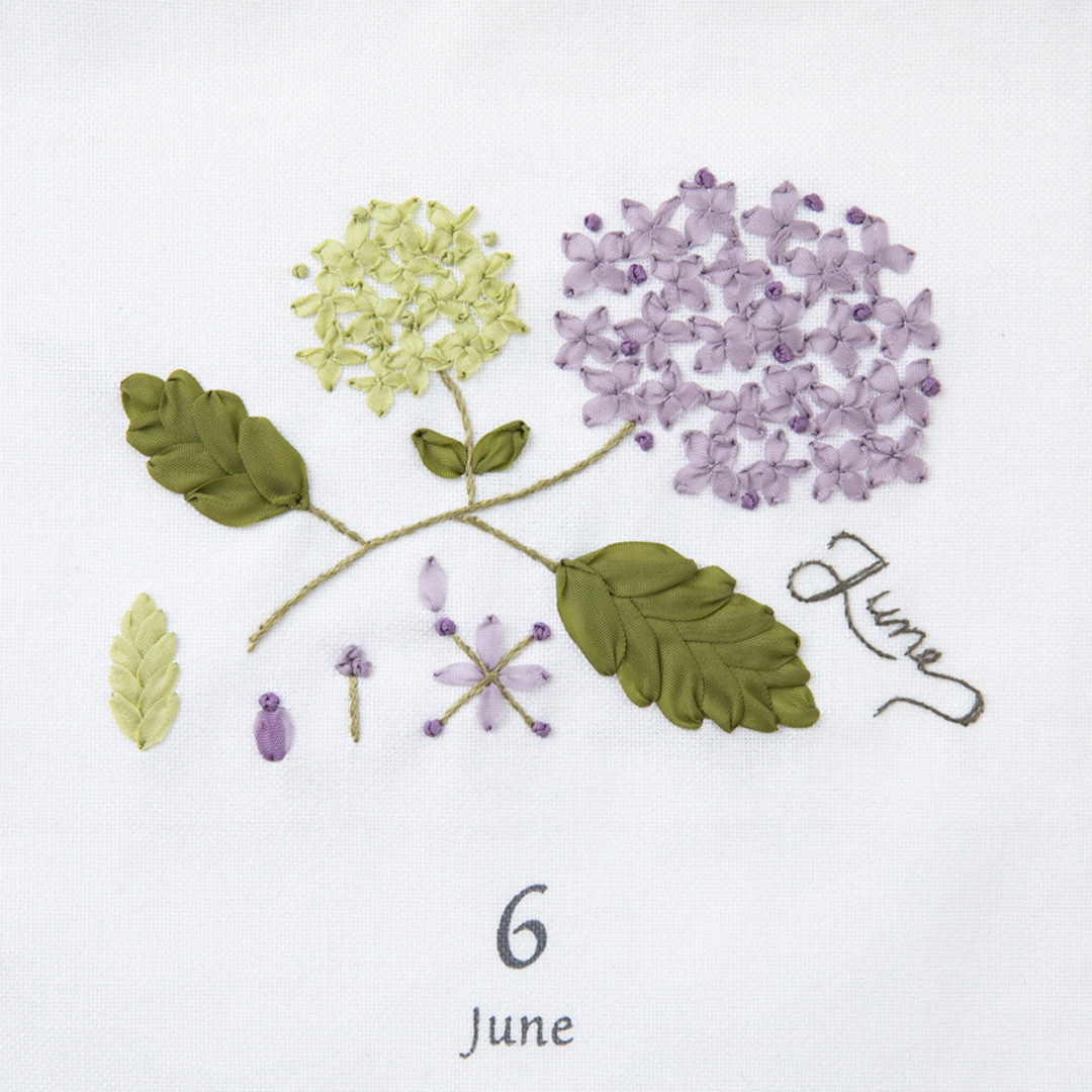 Monthly Embroidery Design「アジサイ」poritorie