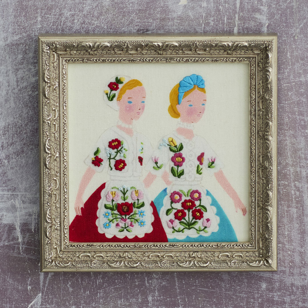 柏木リエさん×bitteさん 民族衣装の刺繍フレーム「ハンガリー」