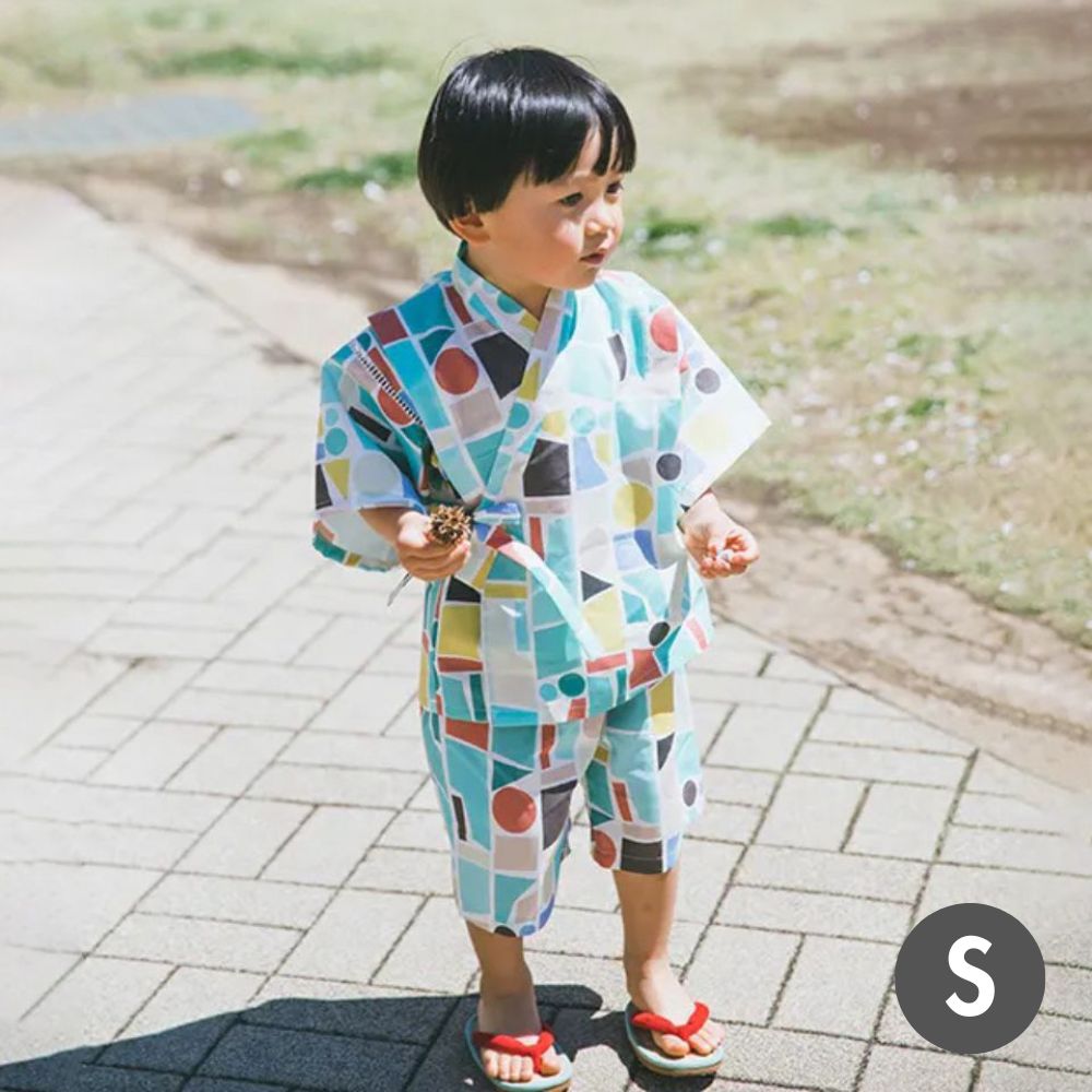 nunocoto fabric パターンファブリック こども甚平[Block] Sサイズ（90～100cm）