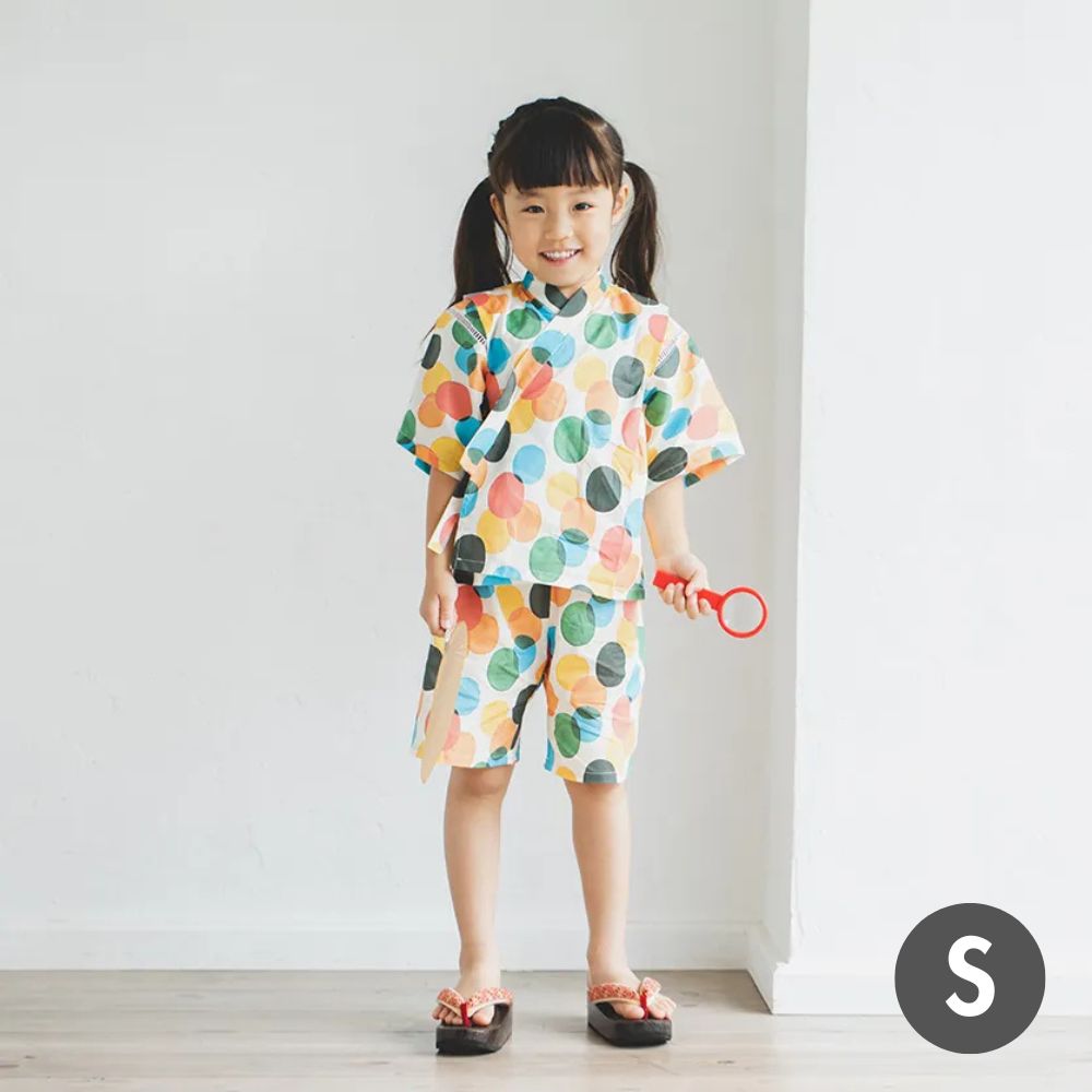 nunocoto fabric パターンファブリック こども甚平[mizutama] Sサイズ（90～100cm）