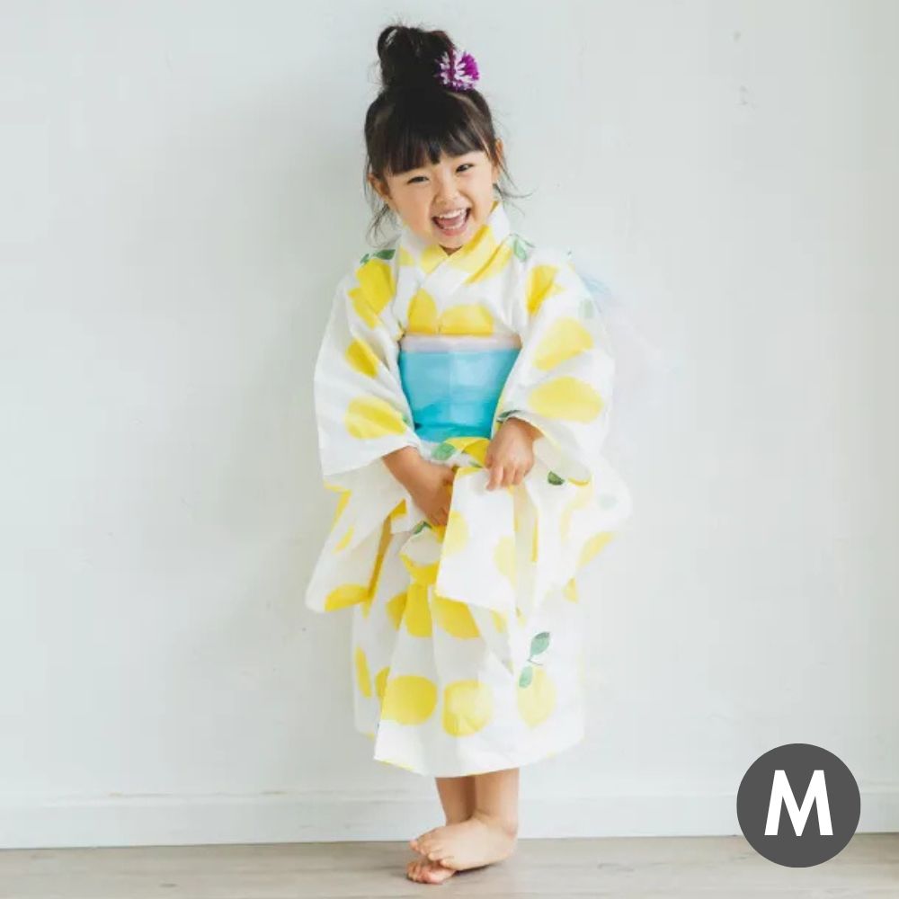 nunocoto fabric パターンファブリック こども浴衣[limone] Mサイズ（120～140cm）