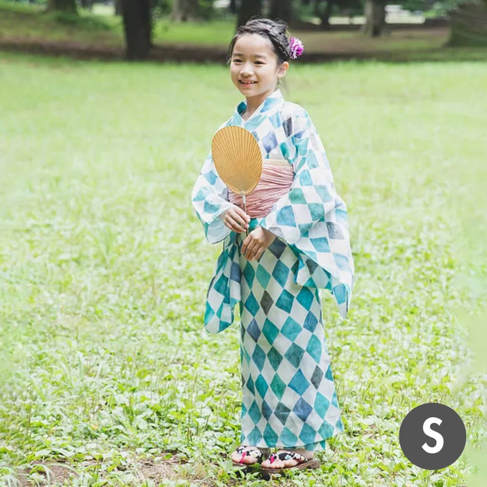 nunocoto fabric パターンファブリック こども浴衣[rainyday] Sサイズ（90～100cm）