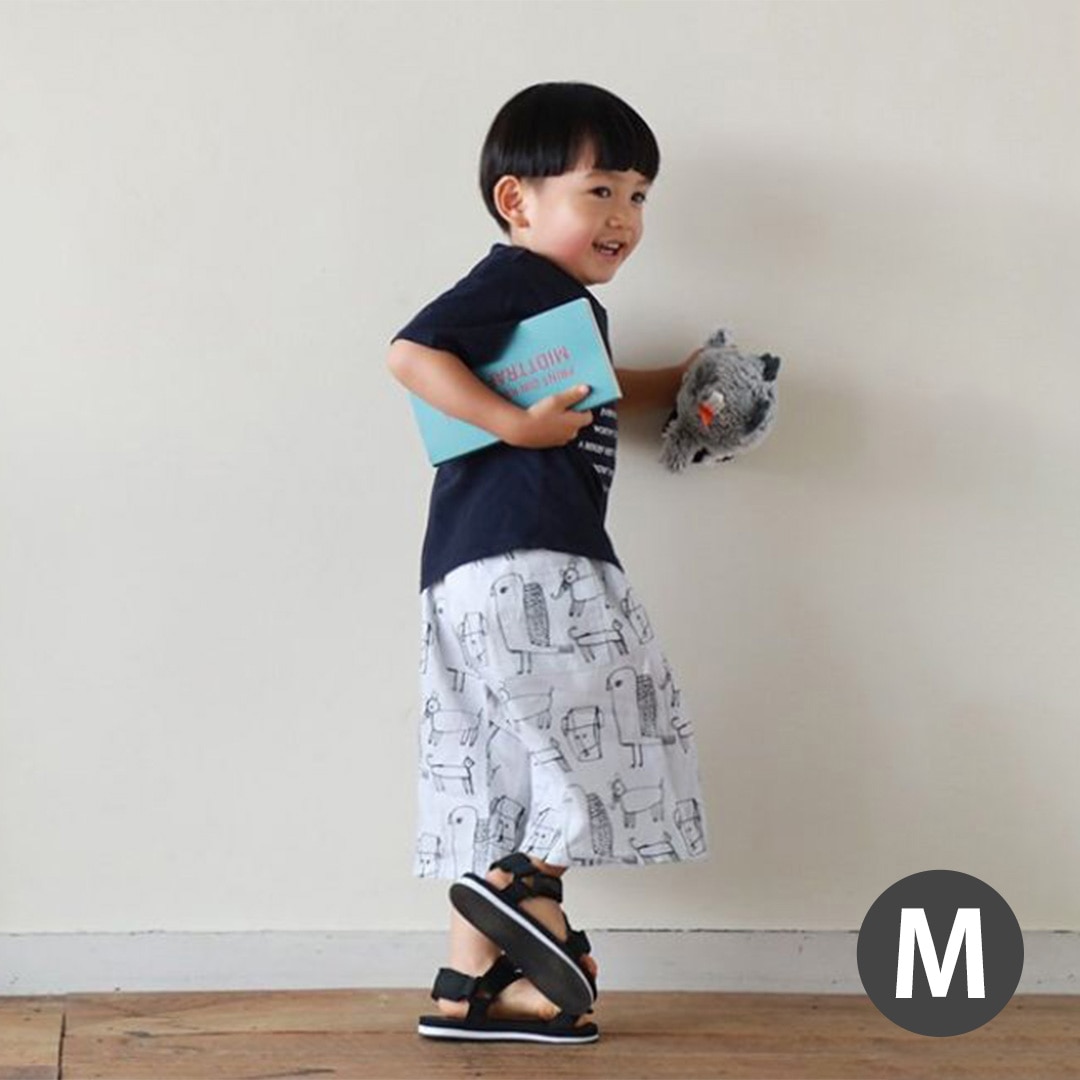 nunocoto fabric パターンファブリック こどもまいにちパンツ[Lo-Fi Animals] Mサイズ（130～140cm）