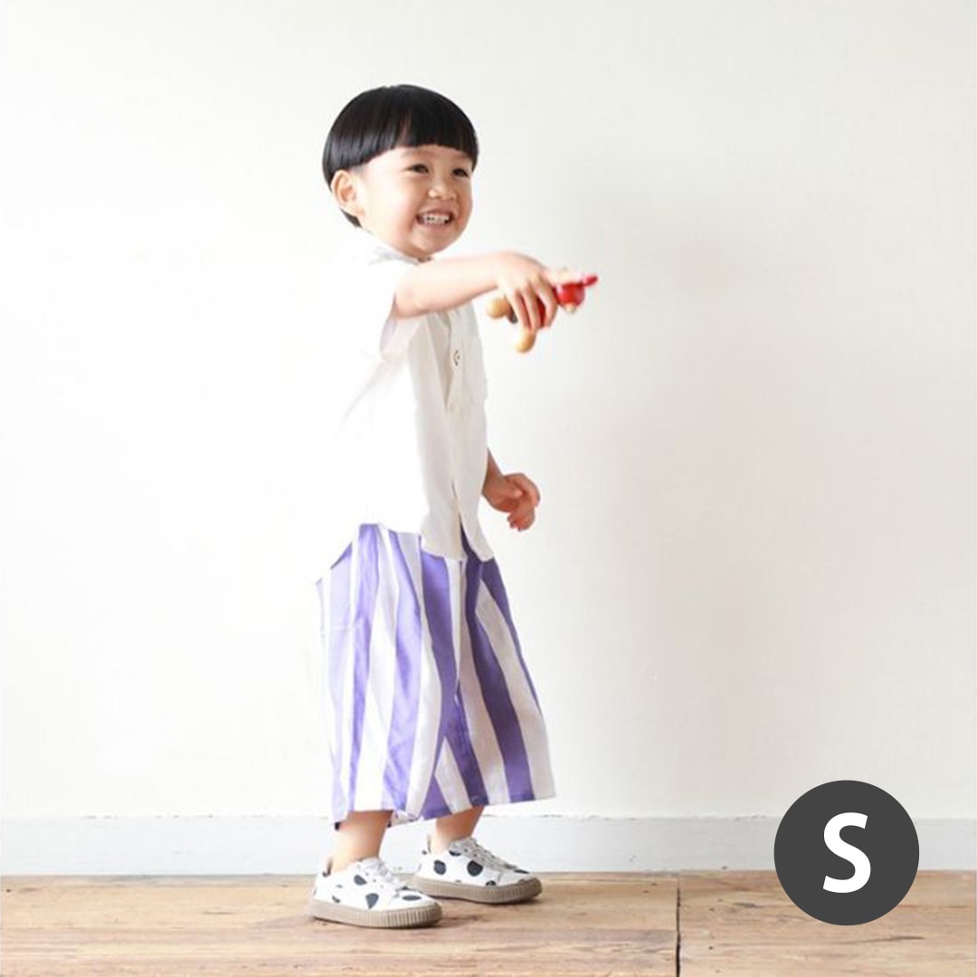 nunocoto fabric パターンファブリック こどもまいにちパンツ[ベーシックストライプ 桔梗色] Sサイズ（110～120cm）