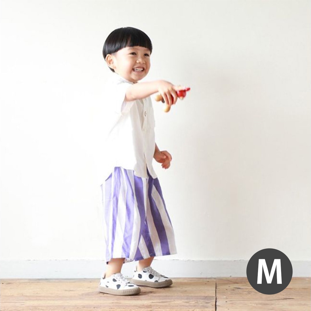 nunocoto fabric パターンファブリック こどもまいにちパンツ[ベーシックストライプ 桔梗色] Mサイズ（130～140cm）