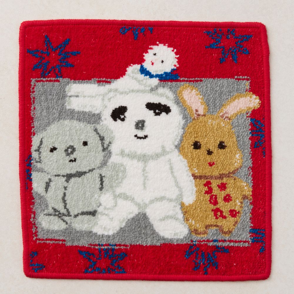 〈完成品〉シェニール織りハンカチ［そぼろ／RED］