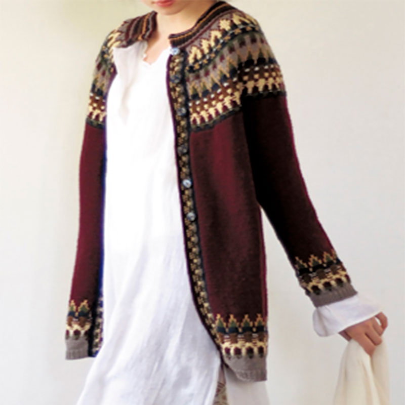 〈レシピ〉編み込み模様のロングカーディガン（ボーヒュース）