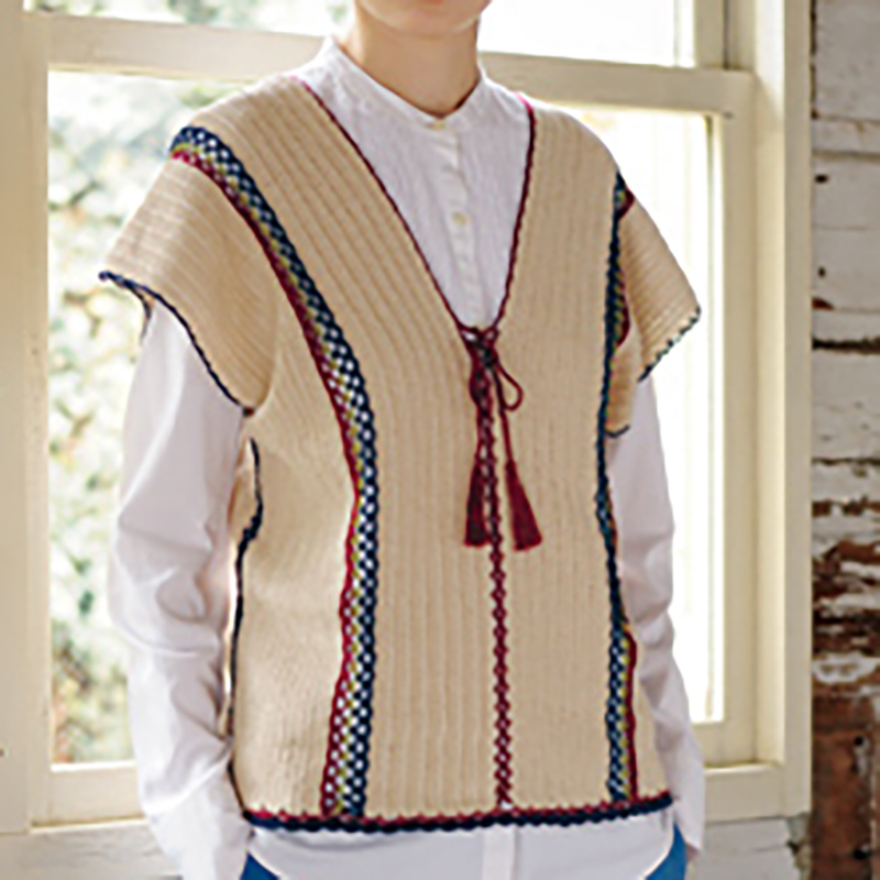 〈レシピ〉リボン付き長編みベスト