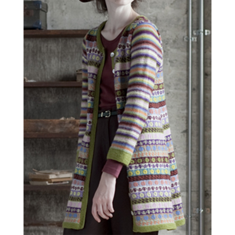 〈レシピ〉多色使いのロングカーディガン