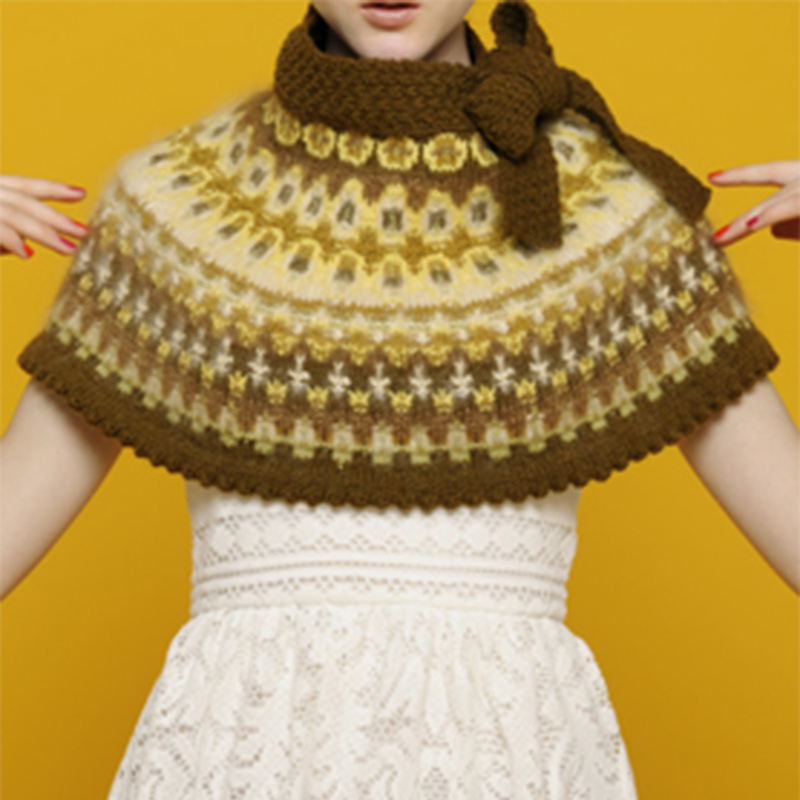 〈レシピ〉リボン付き編み込みポンチョ（ボーヒュース）