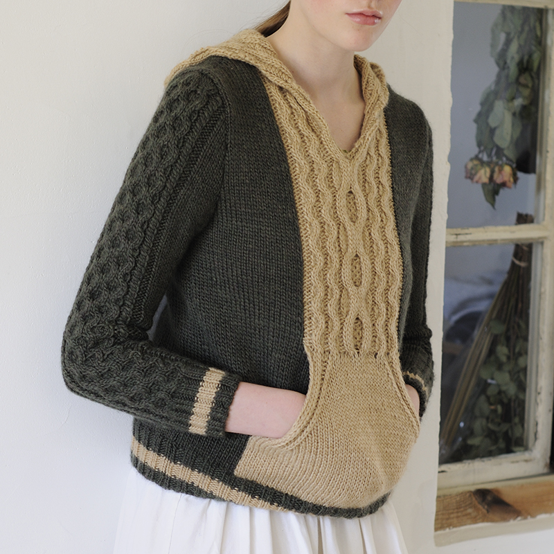 〈レシピ〉アラン模様のフード付きプルオーバー