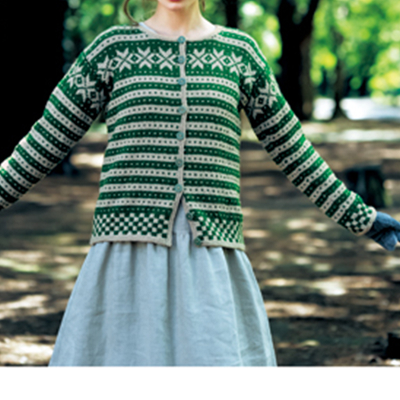 〈レシピ〉グリーン系カーディガン（ノルディック）