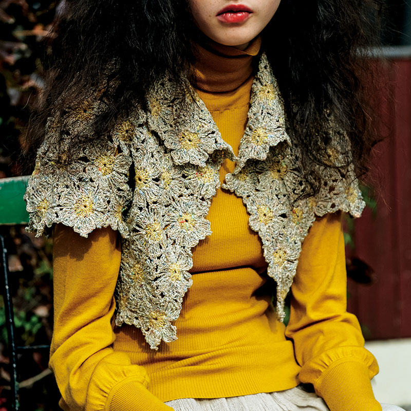 〈レシピ〉ショート丈のベージュ系ボレロ