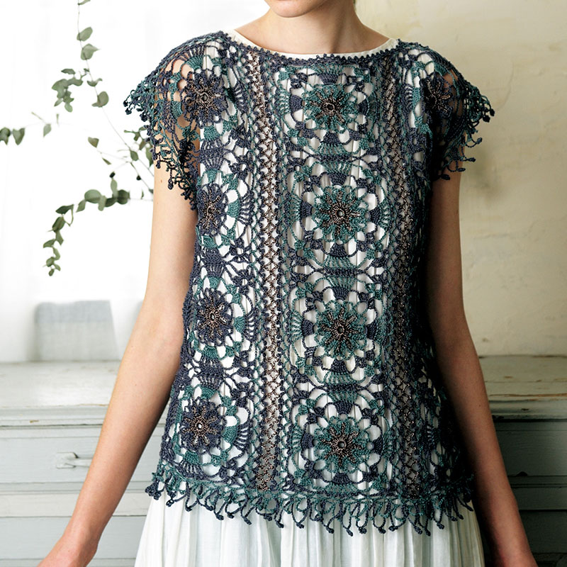 〈レシピ〉フリンジつきモチーフつなぎベスト