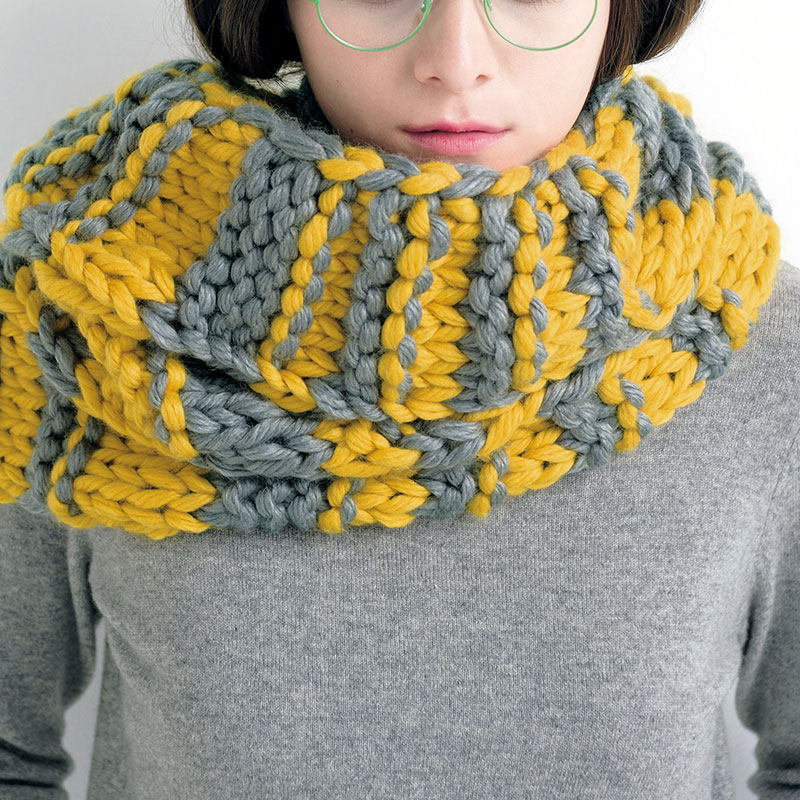 〈レシピ〉でこぼこストライプのスヌード