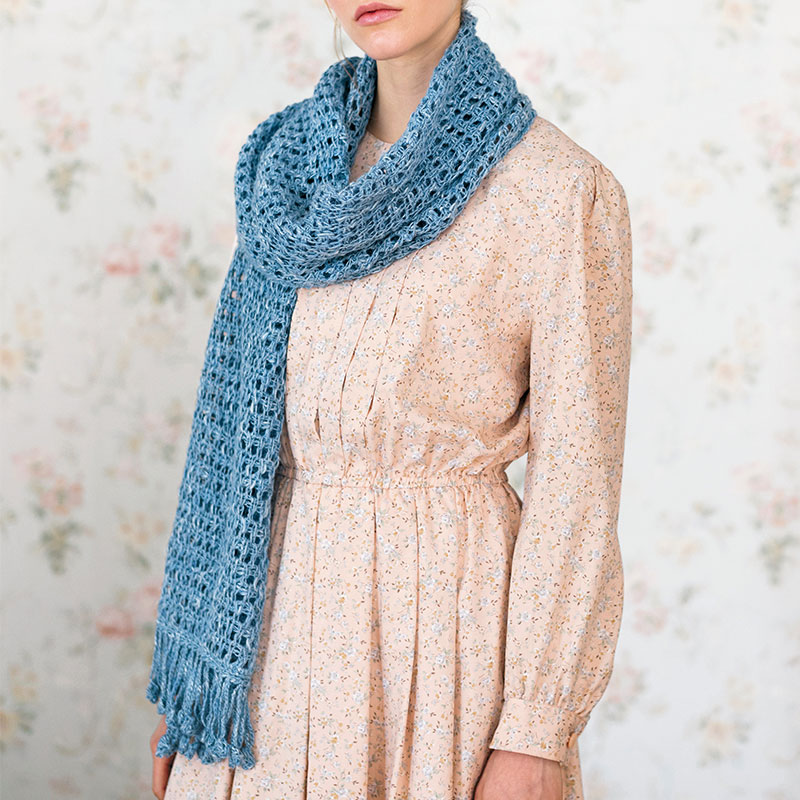 〈レシピ〉水色のアフガン編みショール