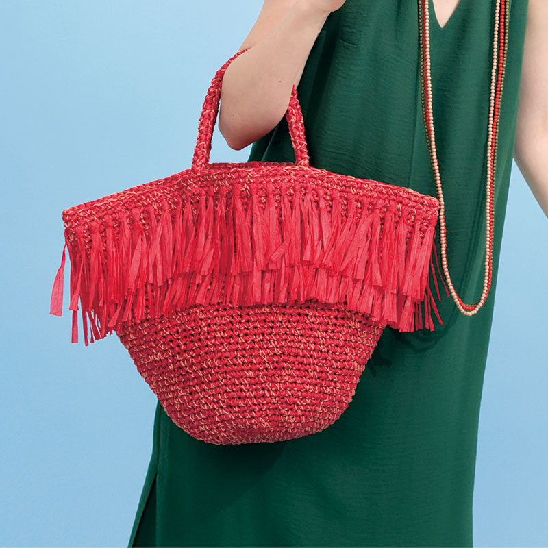 〈レシピ〉赤いフリンジつきバッグ