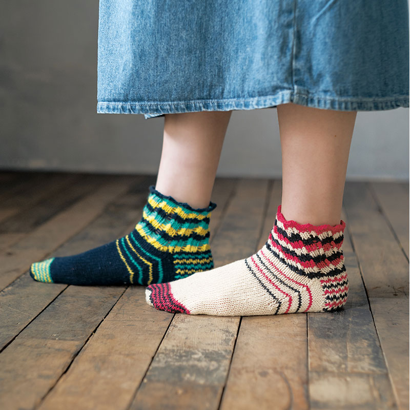 〈レシピ〉フェイク白樺編みの靴下