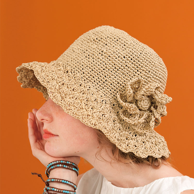 〈レシピ〉ベージュの花の帽子