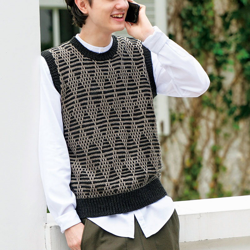 〈レシピ〉ダイヤ柄メンズベスト