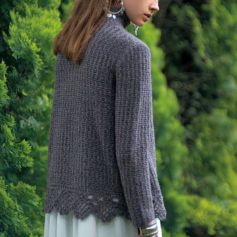 〈レシピ〉裾モチーフのグレー系プルオーバー