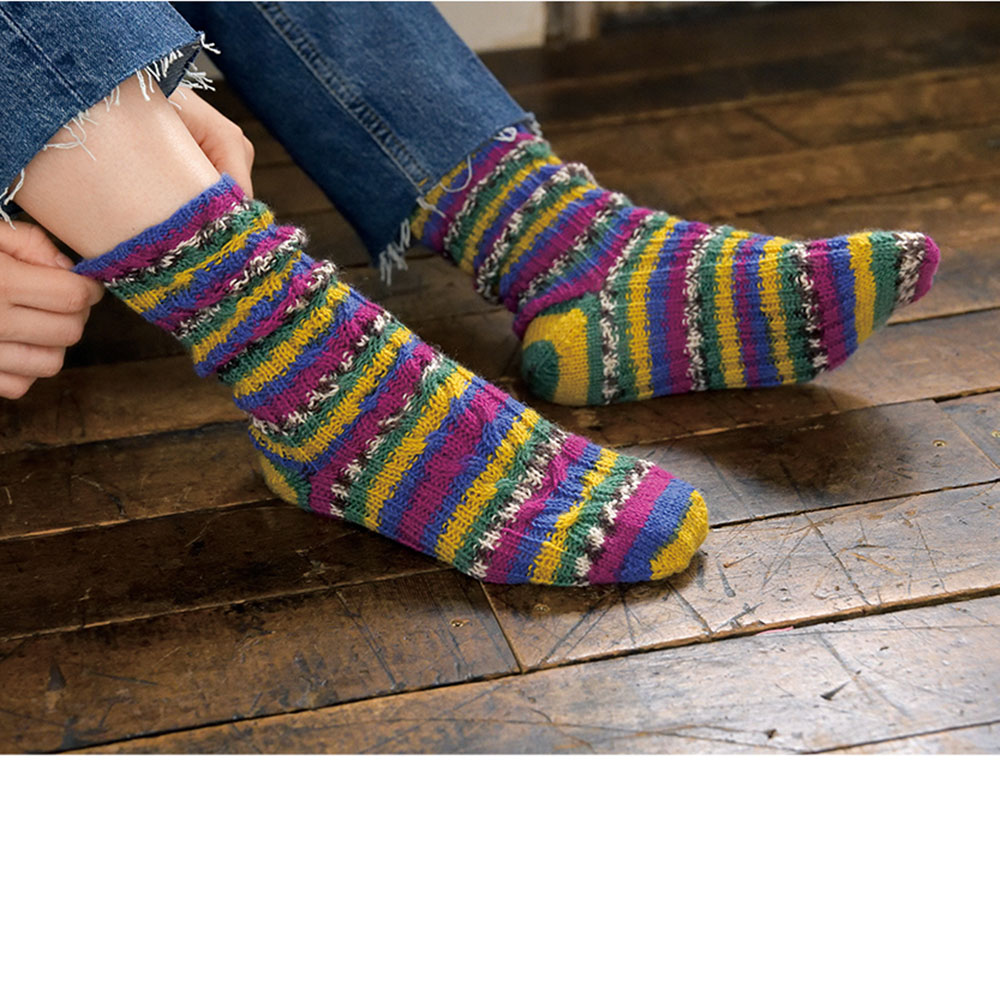 〈レシピ〉段染めのなわ編み靴下