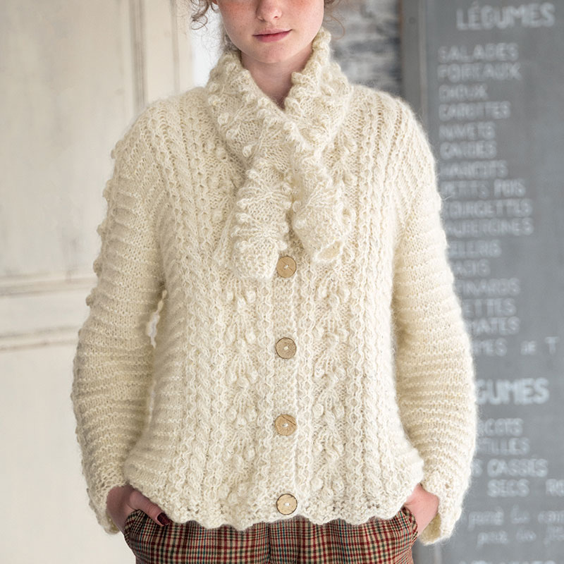 〈レシピ〉ケーブル＆ボッブルのカーディガン