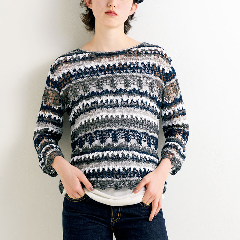 〈レシピ〉透かし模様のボーダープルオーバー