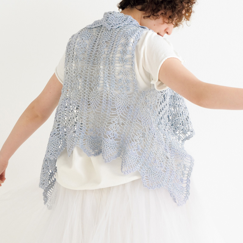 〈レシピ〉水色のパイナップル模様のベスト