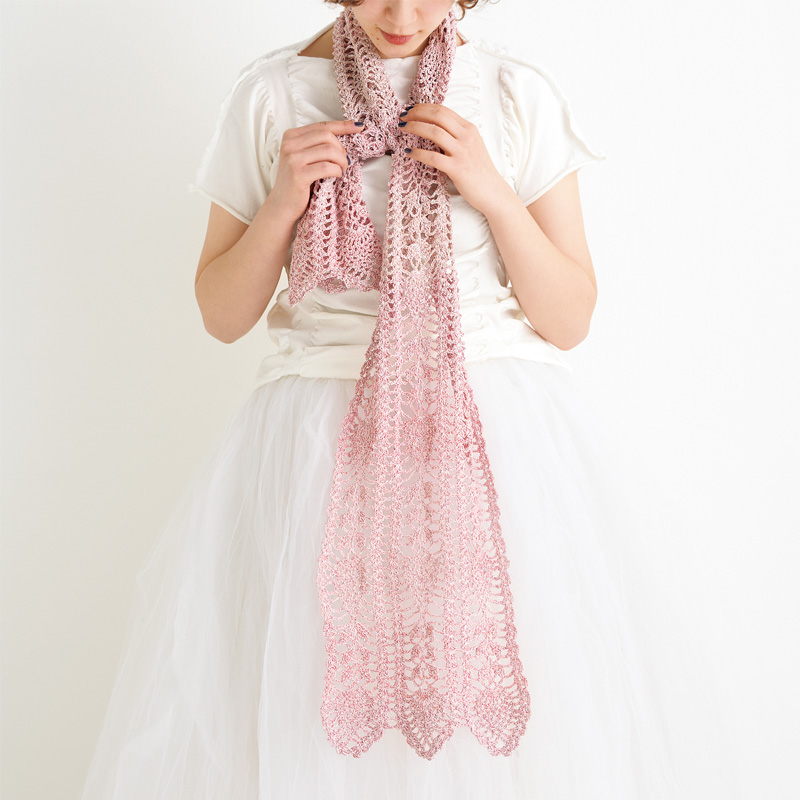 〈レシピ〉ピンクのパイナップル模様のショール