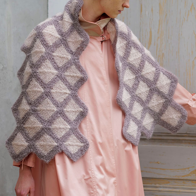 〈レシピ〉ピンク系ドミノ編みショール