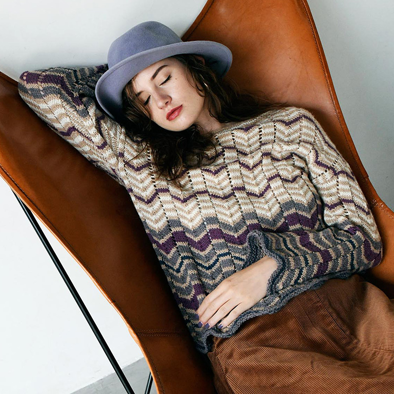 〈レシピ〉藤編みのボーダープルオーバー