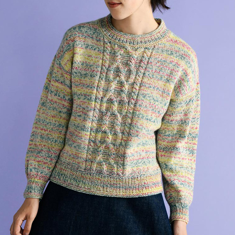 〈レシピ〉ケーブル模様のショート丈プルオーバー