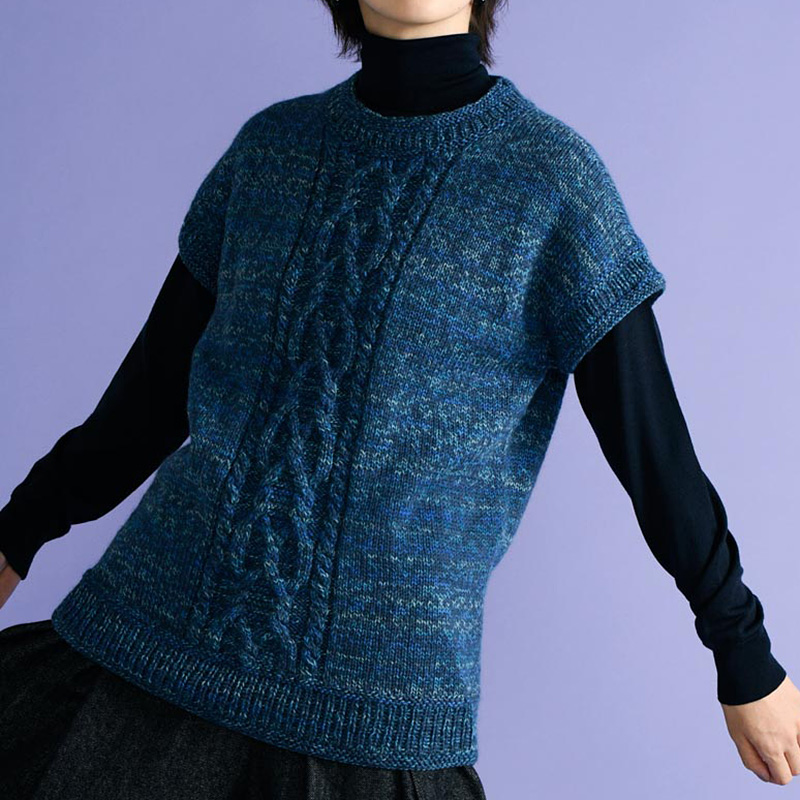 〈レシピ〉ケーブル模様の半袖プルオーバー