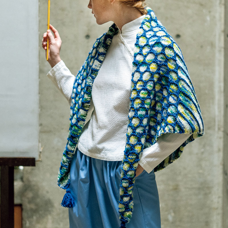 レシピ〉青系の三角ショール: レシピ｜手づくりタウン by 日本ヴォーグ社