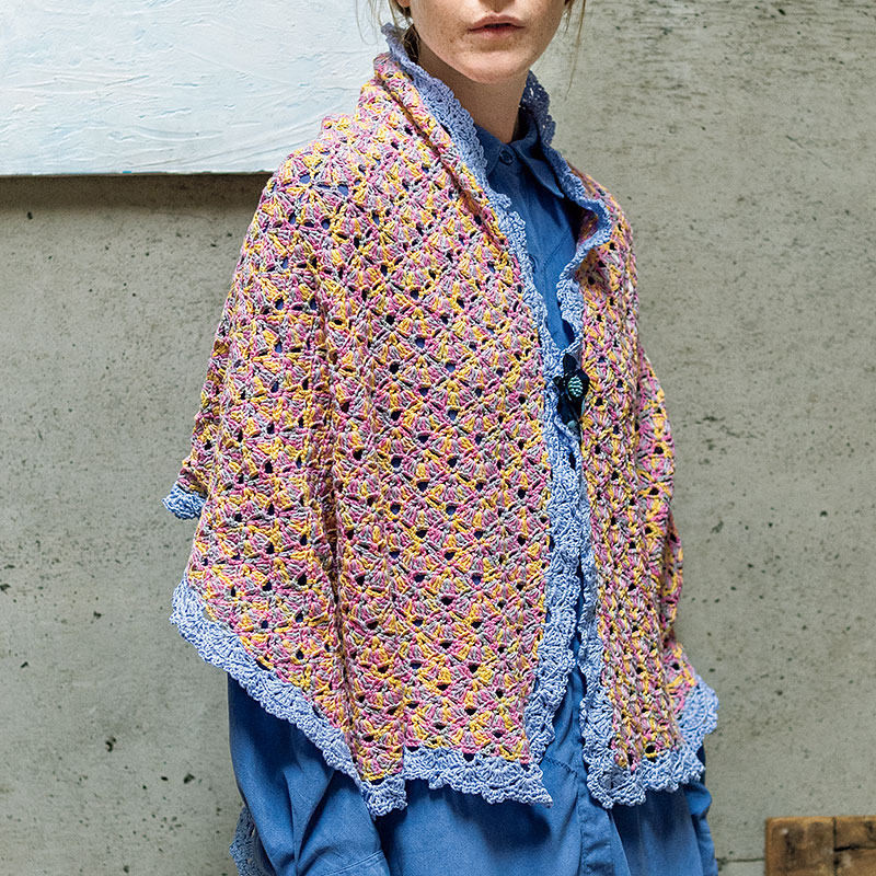 〈レシピ〉ピンク系段染めのかぎ針編みショール